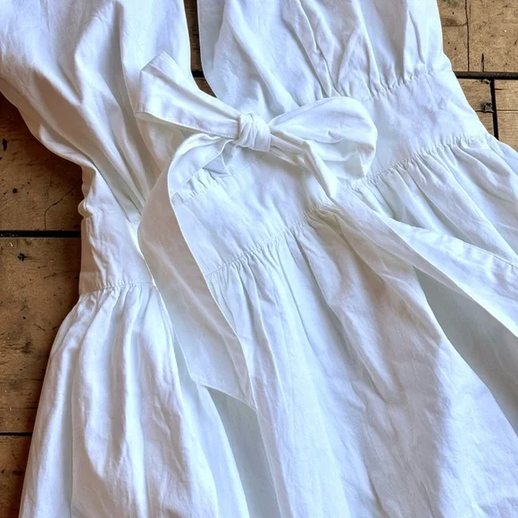 Venus White Halter Sun Dress Size 4 Cotton Tie Waist Summer Fit & Flare - Picture 7 of 11